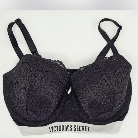 Victoria's Secret Black Lace Bra with Logo Band - Picture 1 of 5